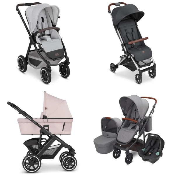 Melhores marcas de carrinho de bebe: A imagem mostra 4 tipos de carrinhos de bebês da ABC Design.
