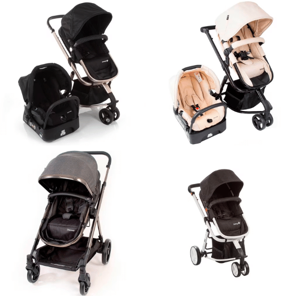 Melhores marcas de carrinho de bebê: A imagem mostra 4 tipos de carrinhos de bebês da Safety 1st.