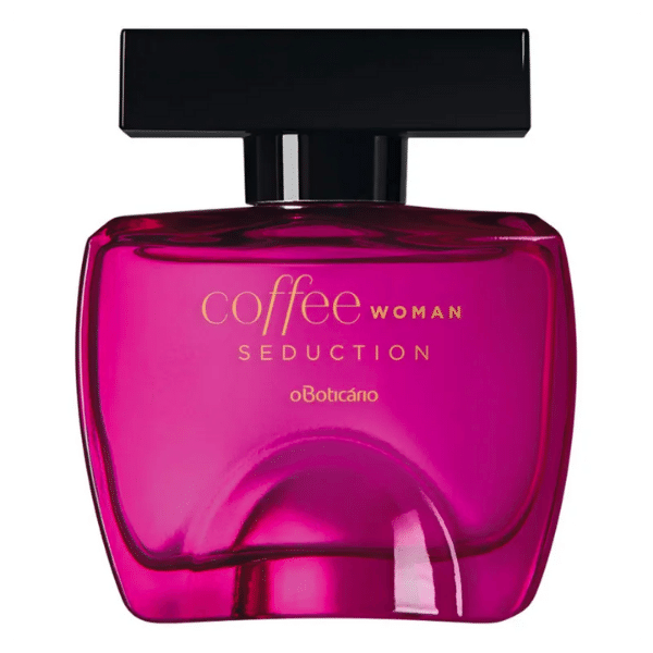 Melhores perfumes femininos do Boticário: Coffee Woman Seduction. Frasco na cor rosa pink e tampa na cor preta.