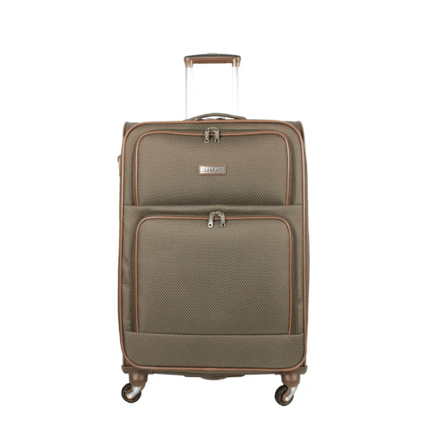 A foto mostra a mala de viagem da marca Lansey na cor marrom claro.