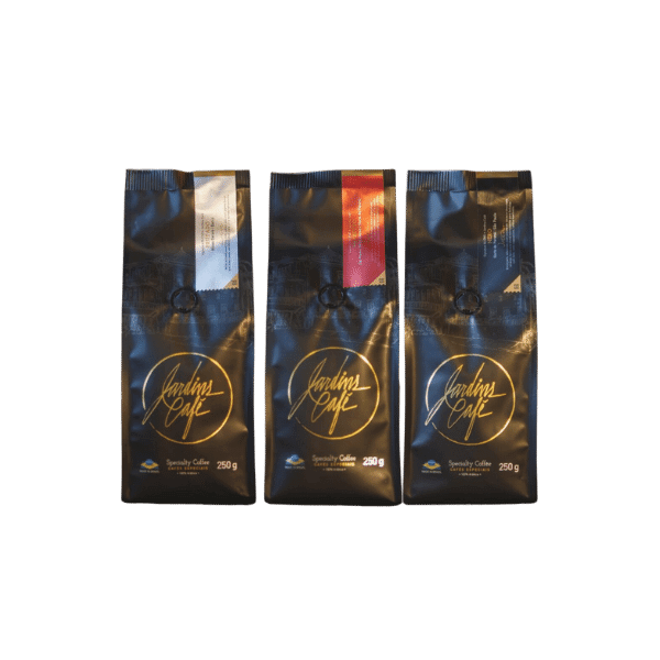 Melhores marcas de café: A foto mostra três embalagens de cafés da café Jardim