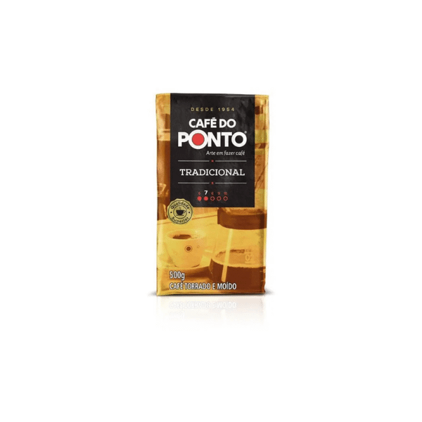 A imagem mostra a embalagem do café tradicional do Café do Ponto.