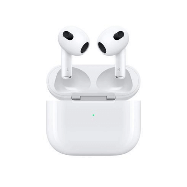 A foto mostra o fone de ouvido bluetooth da marca Apple, modelo AirPods 3 na cor branco.