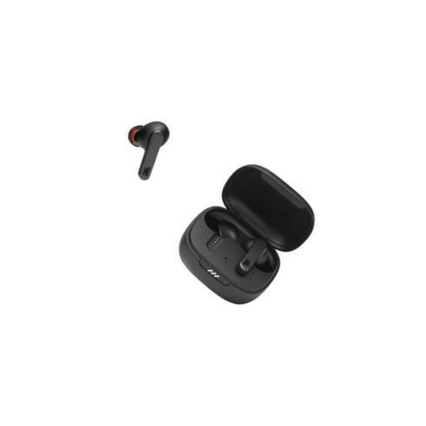 A foto mostra um fone de ouvido bluetooth da marca JBL, modelo intra Live Pro + na cor preto.